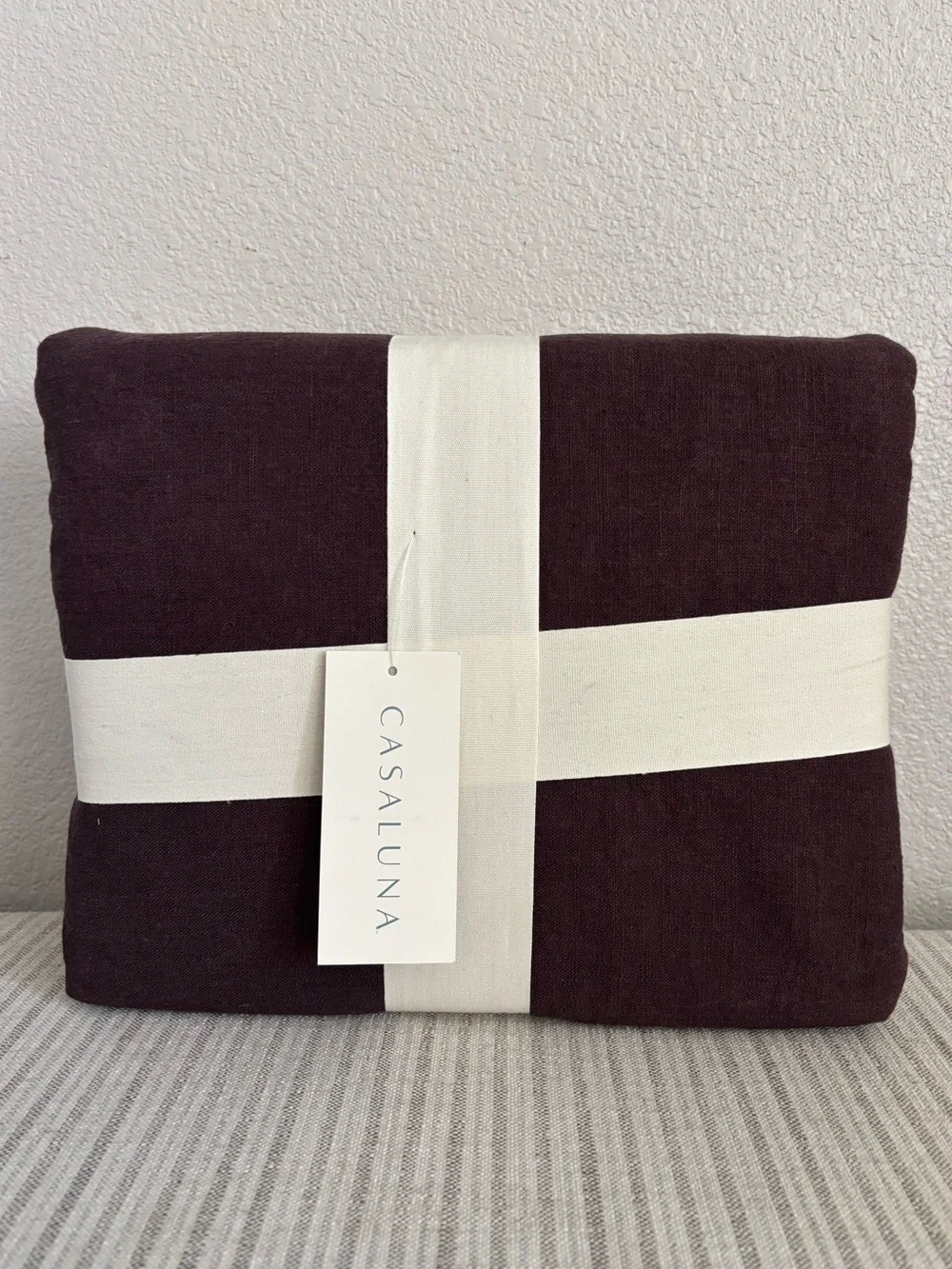 NWT Full/Queen Heavyweight Linen Blend Duvet Cover and Sham Set Dark Fig